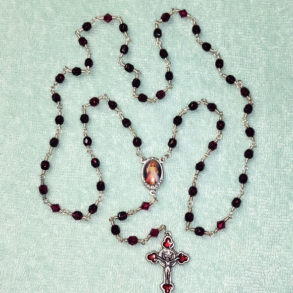 J & R Gems! Jewelry - "PRICE DROP" Ruby Red "Divine Mercy" Rosary!